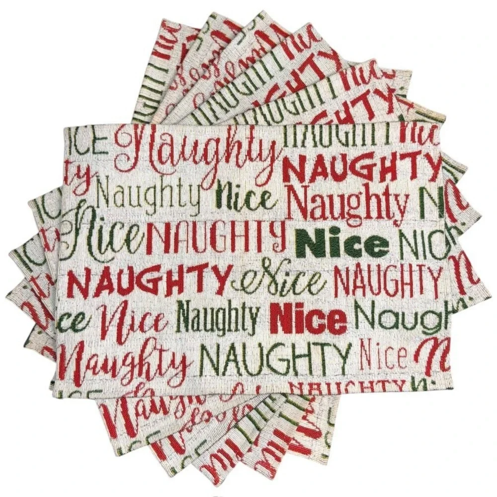 Christmas Placemats Set of 6 Naughty and Nice 13